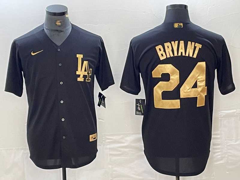 Men%27s Los Angeles Dodgers #24 Kobe Bryant Black Gold Cool Base Stitched Jersey->los angeles dodgers->MLB Jersey